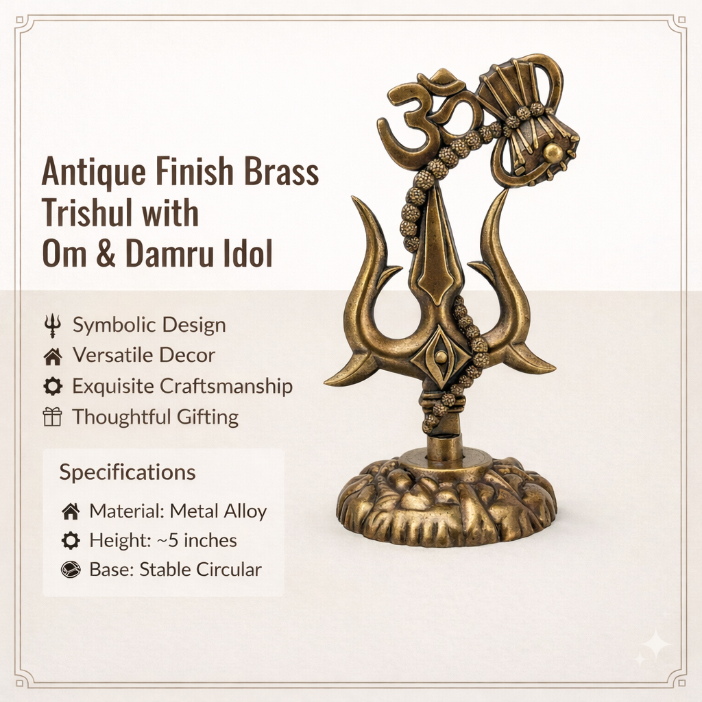 Metal Om Shivay Trishul For Car Dashboard