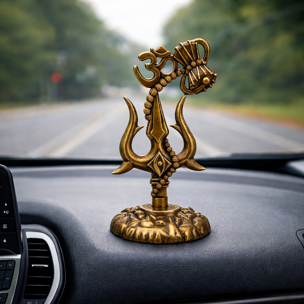 Metal Om Shivay Trishul For Car Dashboard