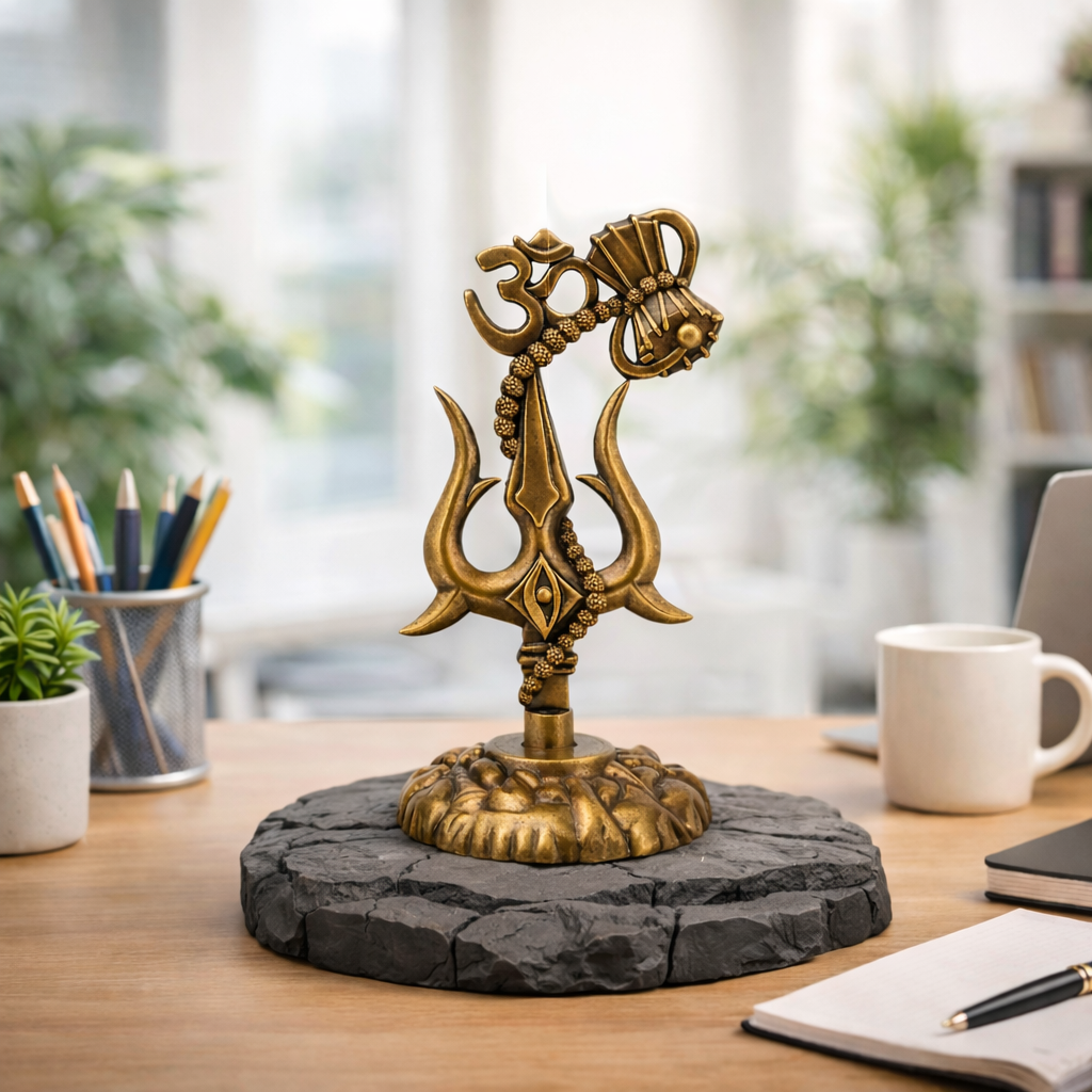 Metal Om Shivay Trishul For Car Dashboard